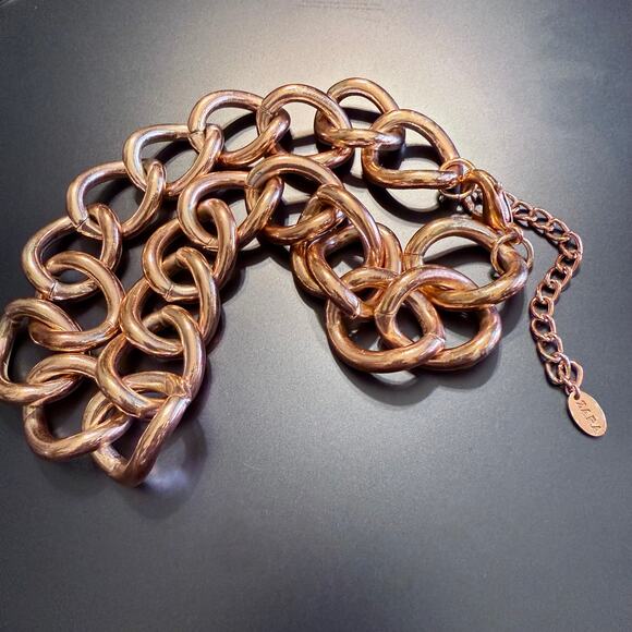 ZARA Rose Gold Tone Chunky Chain Link Statement Necklace - Picture 4 of 8